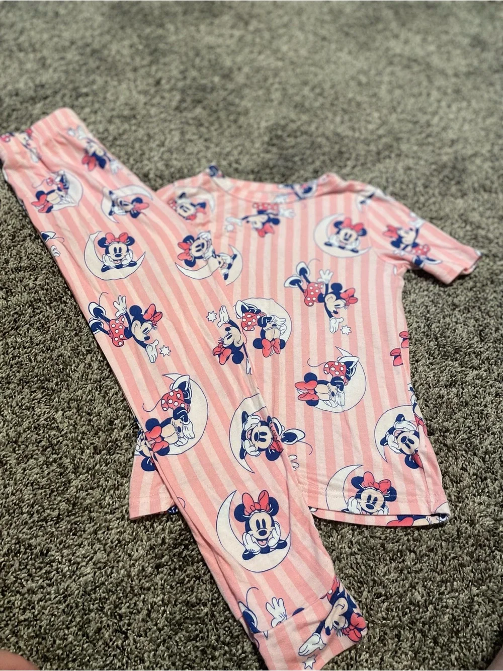 Disney Pink Minnie Mouse Striped Pajama Set